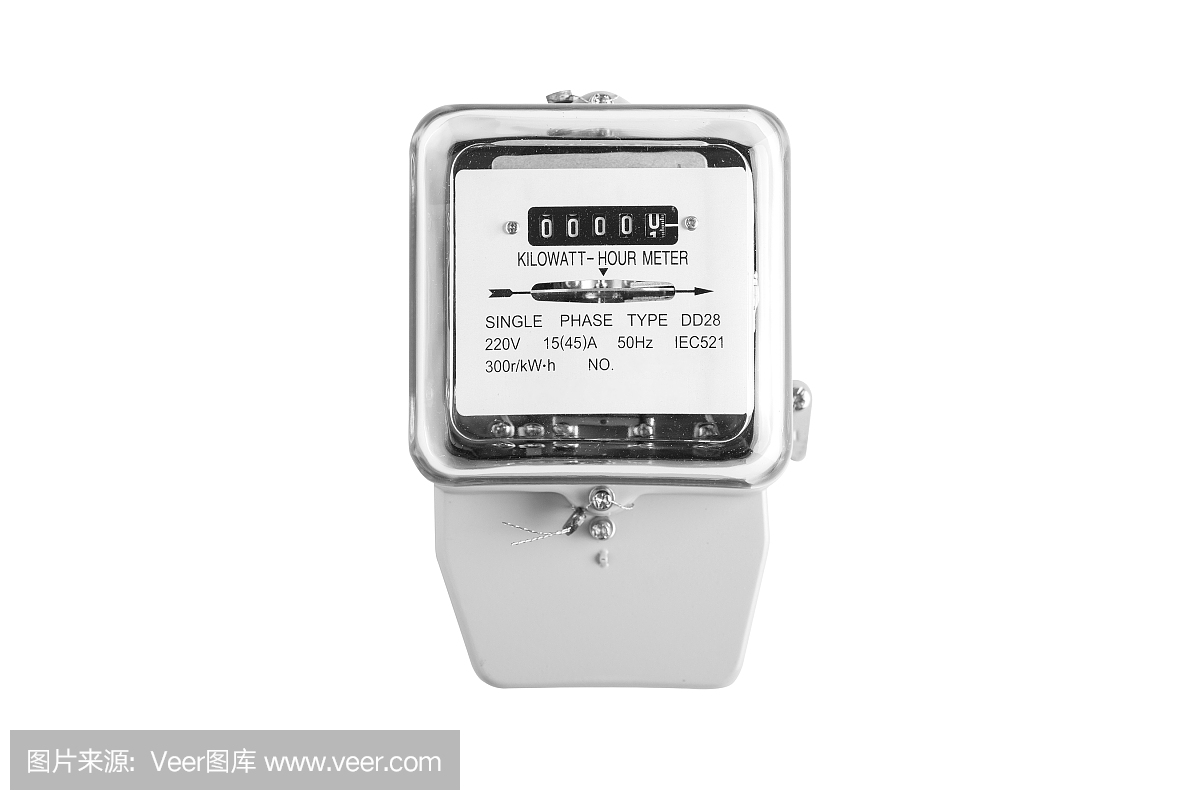 電表電源工具與白色背景隔離。